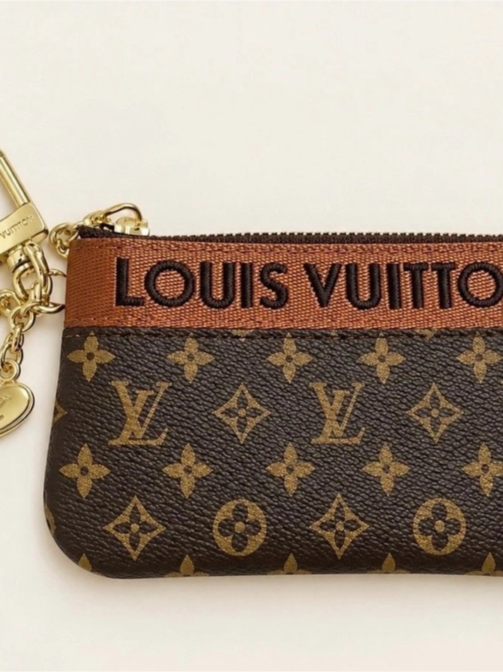Louis Vuitton Monogram Key Pouch in Brown & Gold Like New